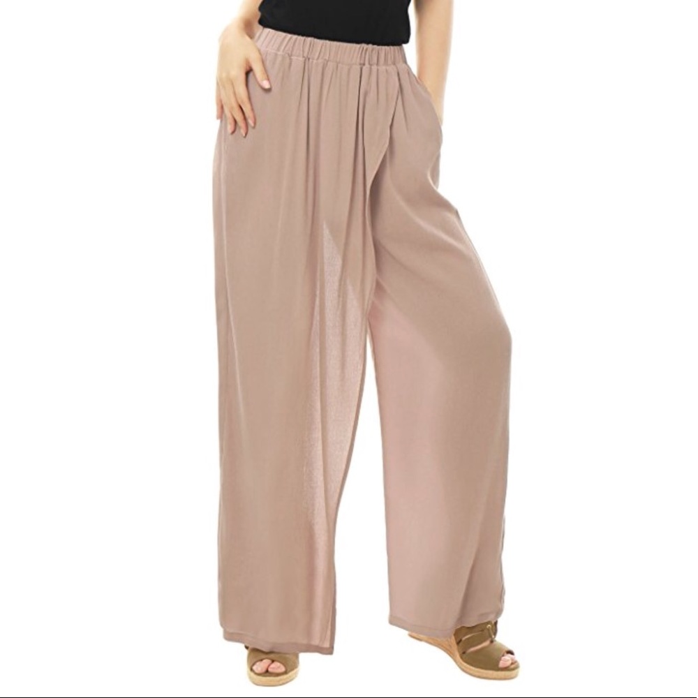 Harem Genie Asymmetric Sheer Skirt Overlay Pants - Picture 3 of 6